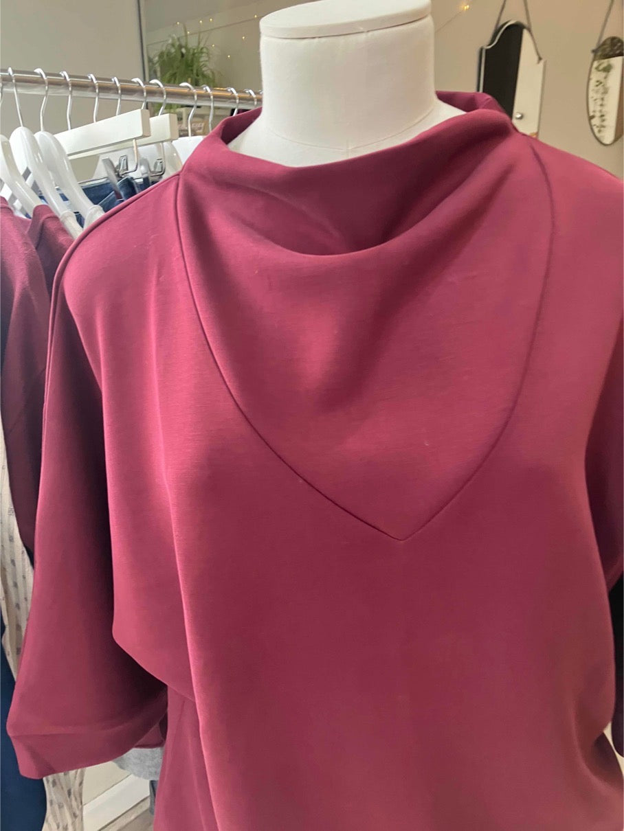 Yest Sally cowl neck dressy top in wine red - [shop_name Strathaven] [womens clothing]