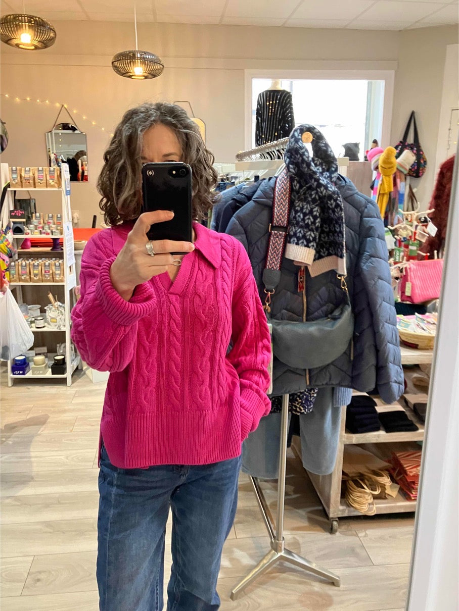 Fransa Vivian sweater in very berry pink - [shop_name Strathaven] [womens clothing]