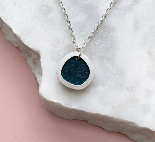 Mica Peet Coloured silver necklace in petrol blue