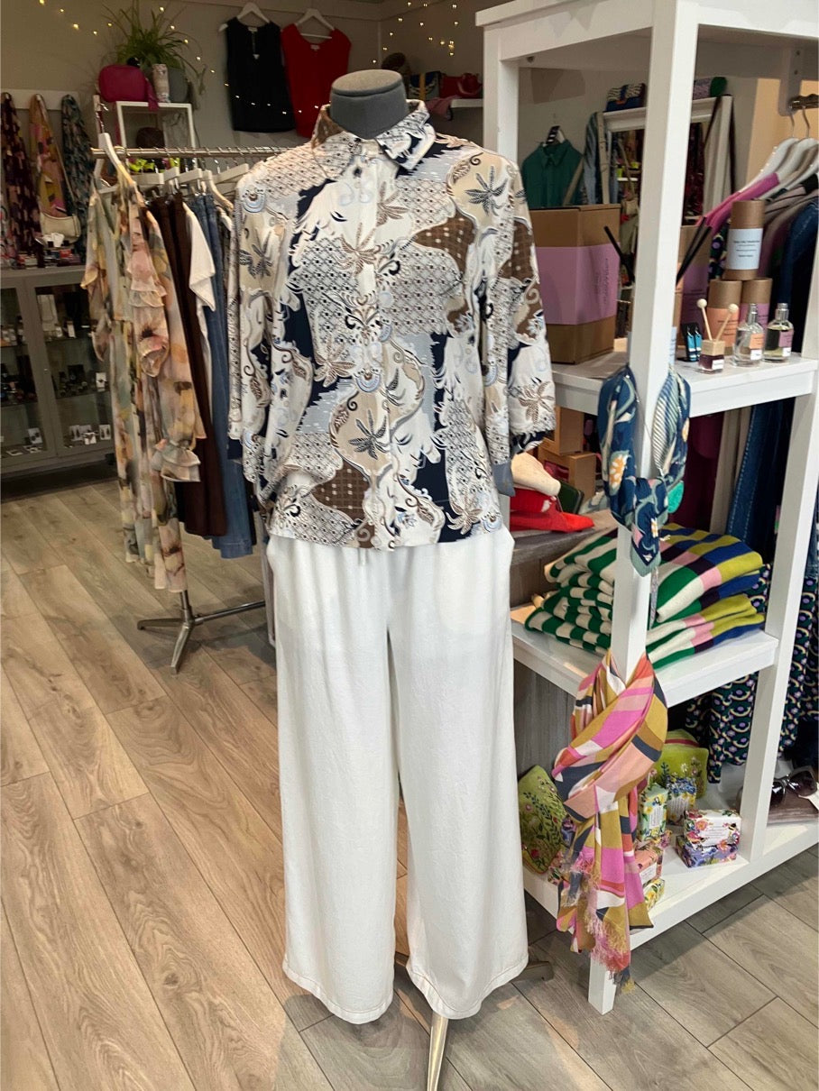 Soya Concept Fenna blouse in navy and mocha - [shop_name Strathaven] [womens clothing]
