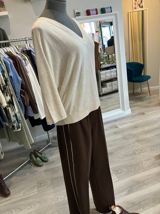 Red Button Colette Punto piping trouser in brown