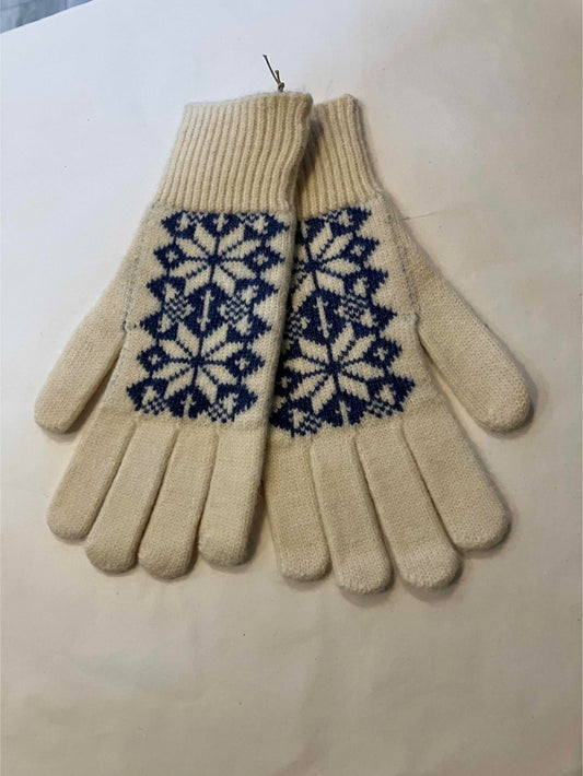 POM Blue & Ecru Scandi Star Flower gloves