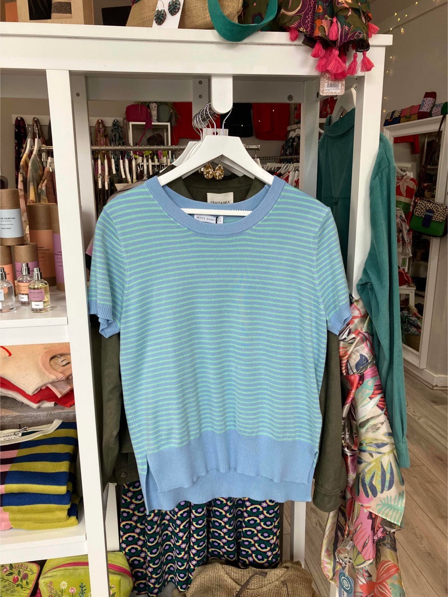 Betty Basics Robbie knit tee lagoon stripe - [shop_name Strathaven] [womens clothing]