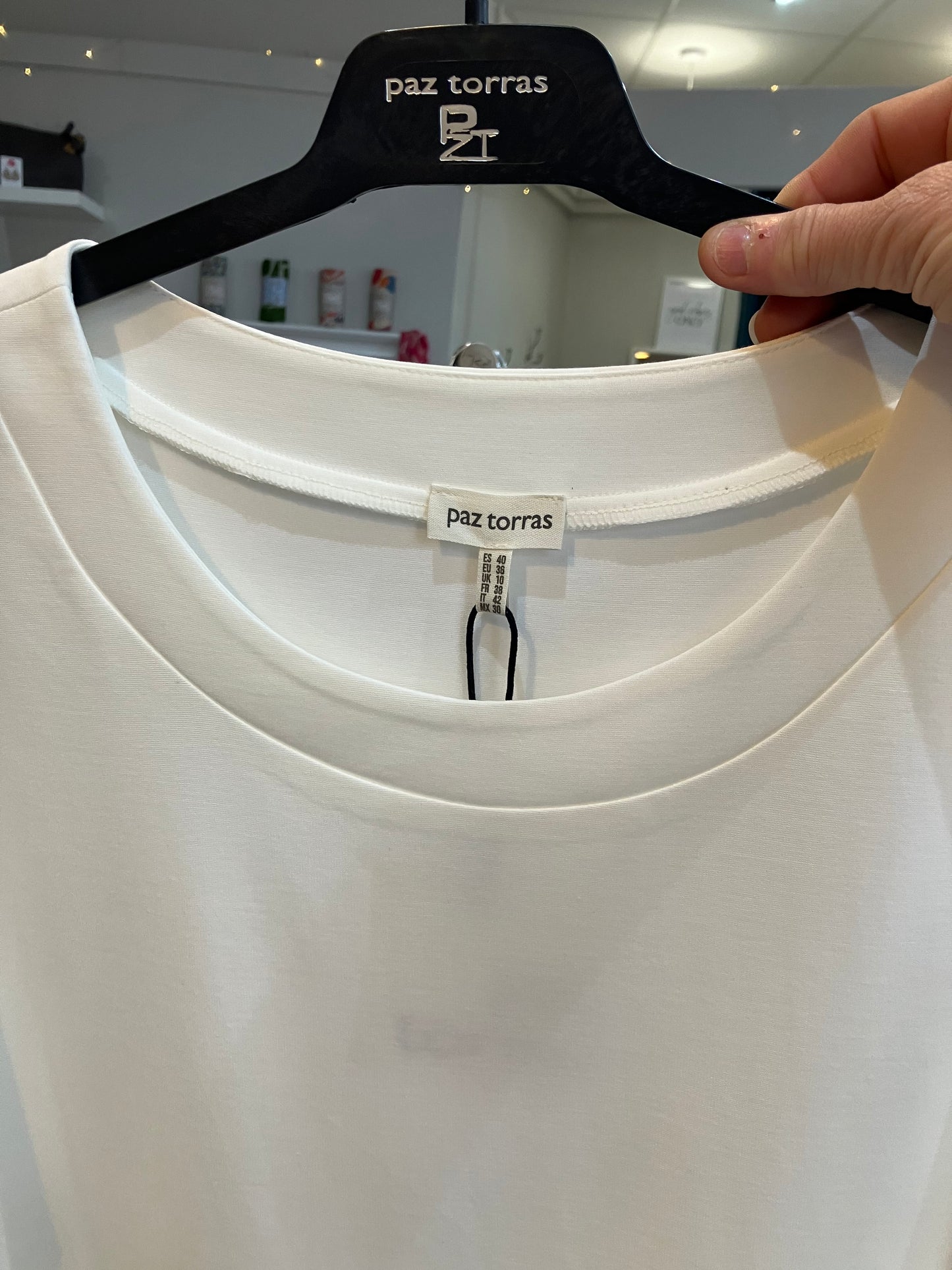 Paz Torras Ecru subtle boat neck top