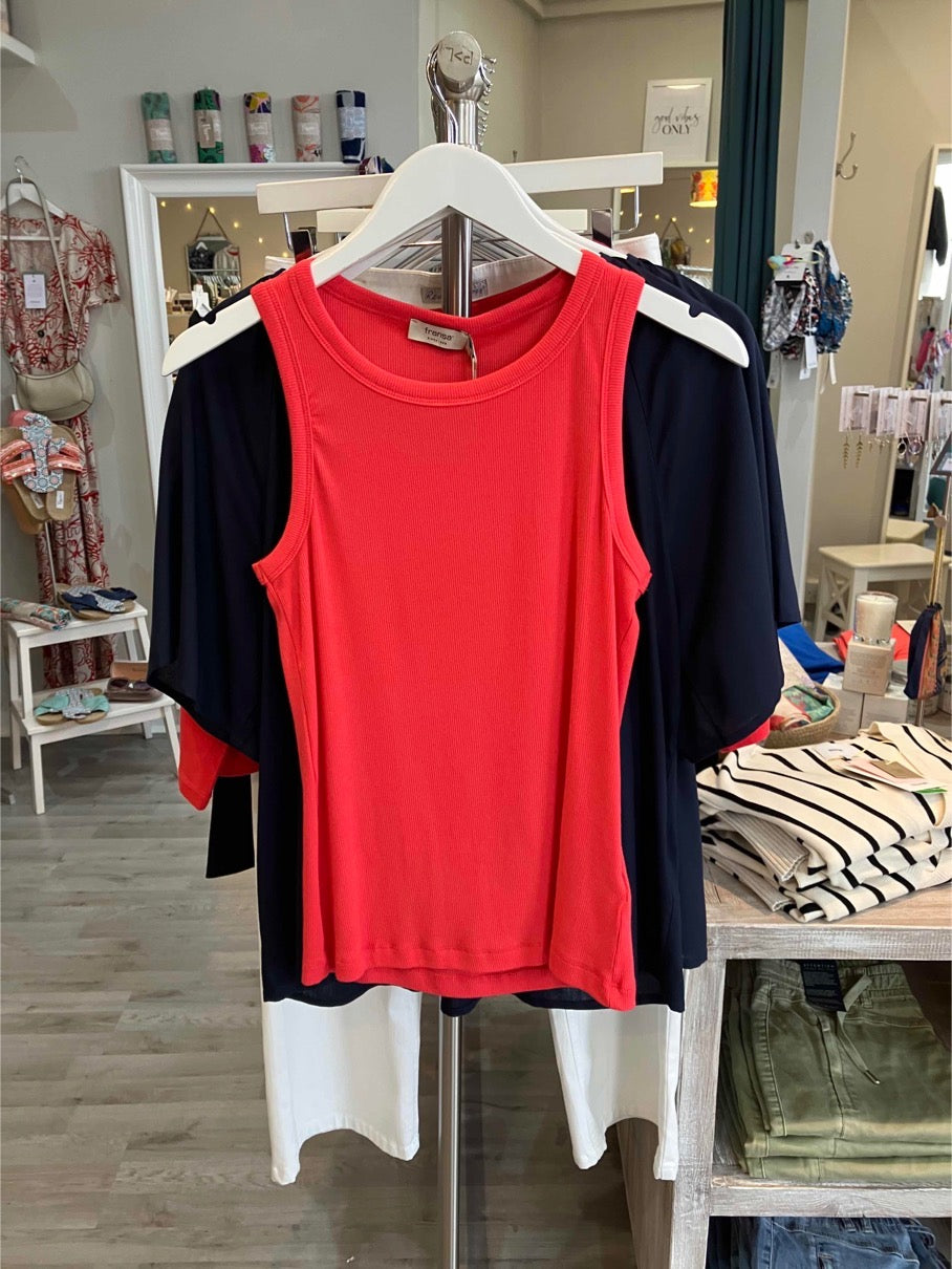 Fransa Hizamond vest top in teaberry