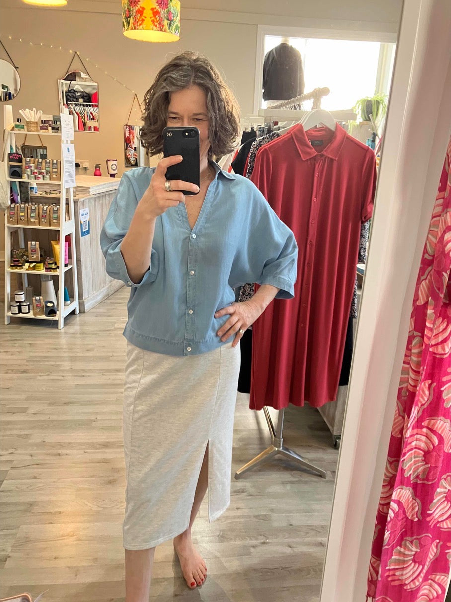 Yaya light weight chambray blouse