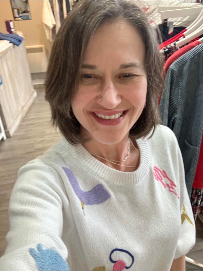 Numph Nudeborah white sweater with textured details
