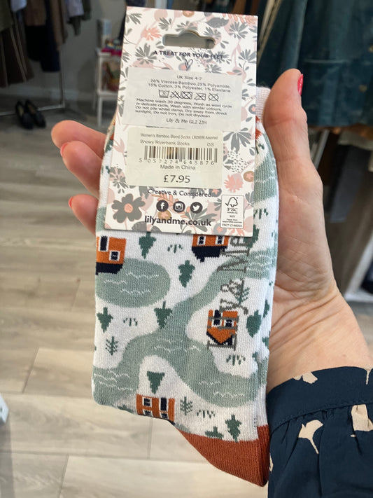 Lily & Me snowy riverbank socks - [shop_name Strathaven] [womens clothing]