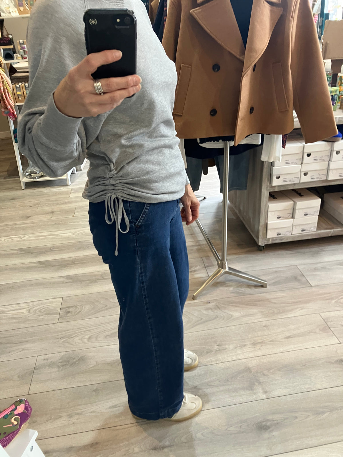 Soya Concept Dollie light grey top with side tie detail - [shop_name Strathaven] [womens clothing]