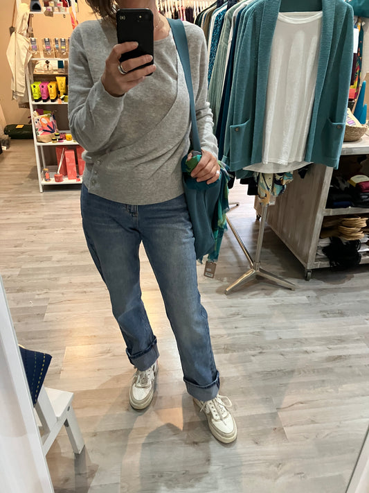 Red Button Kim mid stone, straight leg with turnup jeans