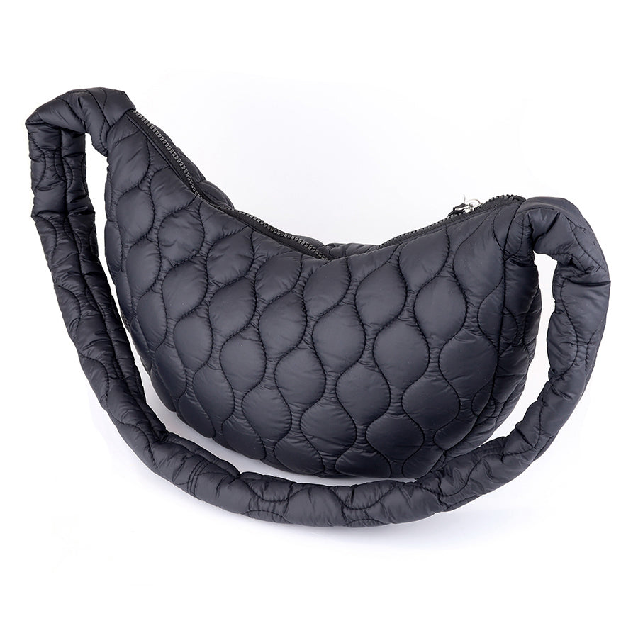 POM Polly black quilted half moon bag - [shop_name Strathaven] [womens clothing]