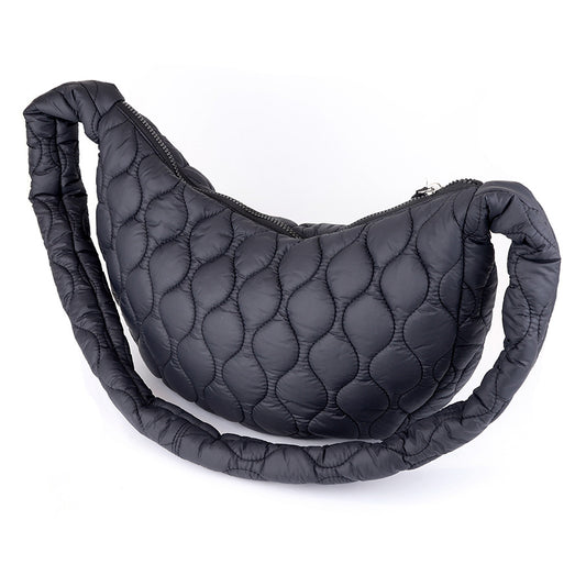 POM Polly black quilted half moon bag - [shop_name Strathaven] [womens clothing]