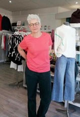 Fransa Jean tee in teaberry pinky red