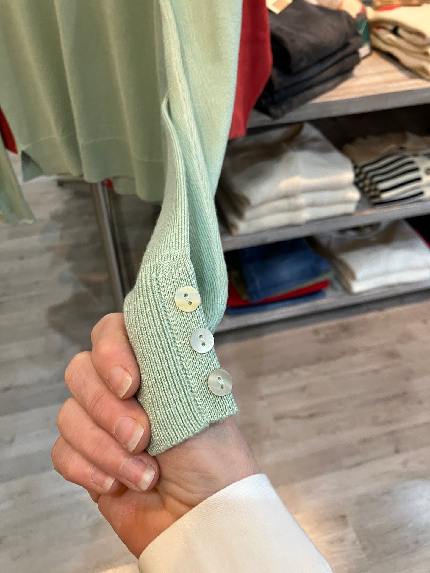 Fransa Clia light weight pullover in frosty green