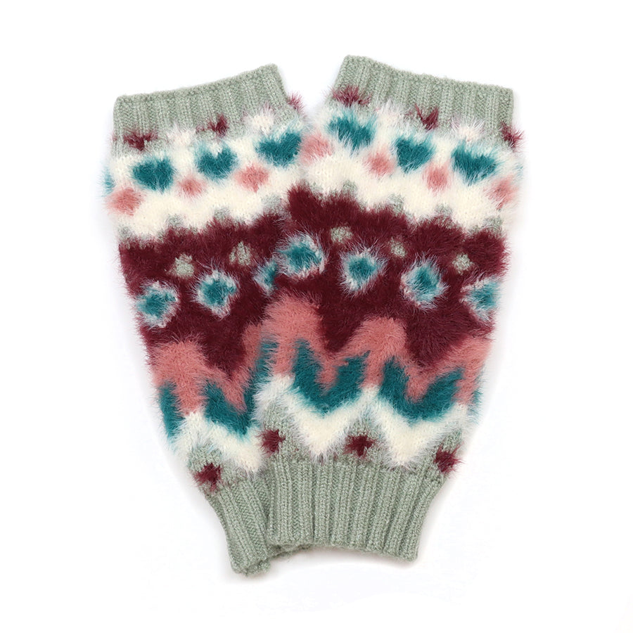 POM Imogen fluffy duck egg & wine wrist warmers - [shop_name Strathaven] [womens clothing]