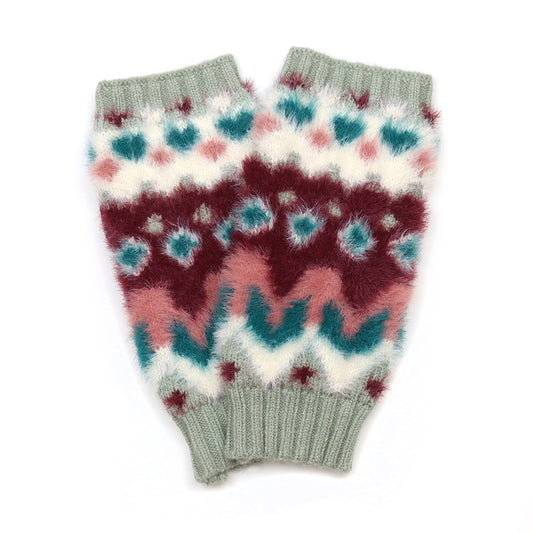 POM Imogen fluffy duck egg & wine wrist warmers - [shop_name Strathaven] [womens clothing]