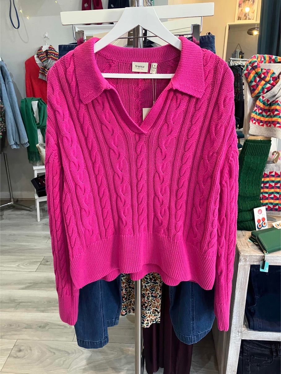 Fransa Vivian sweater in very berry pink - [shop_name Strathaven] [womens clothing]