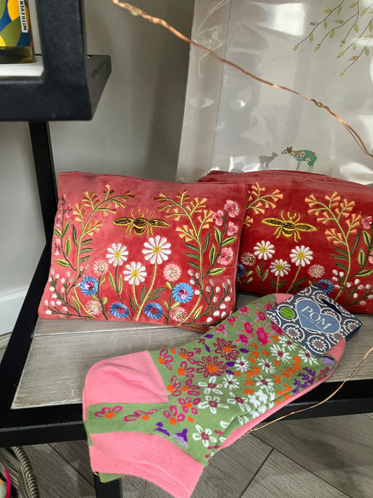 Pom Salmon pink wild meadow make up bag - [shop_name Strathaven] [womens clothing]