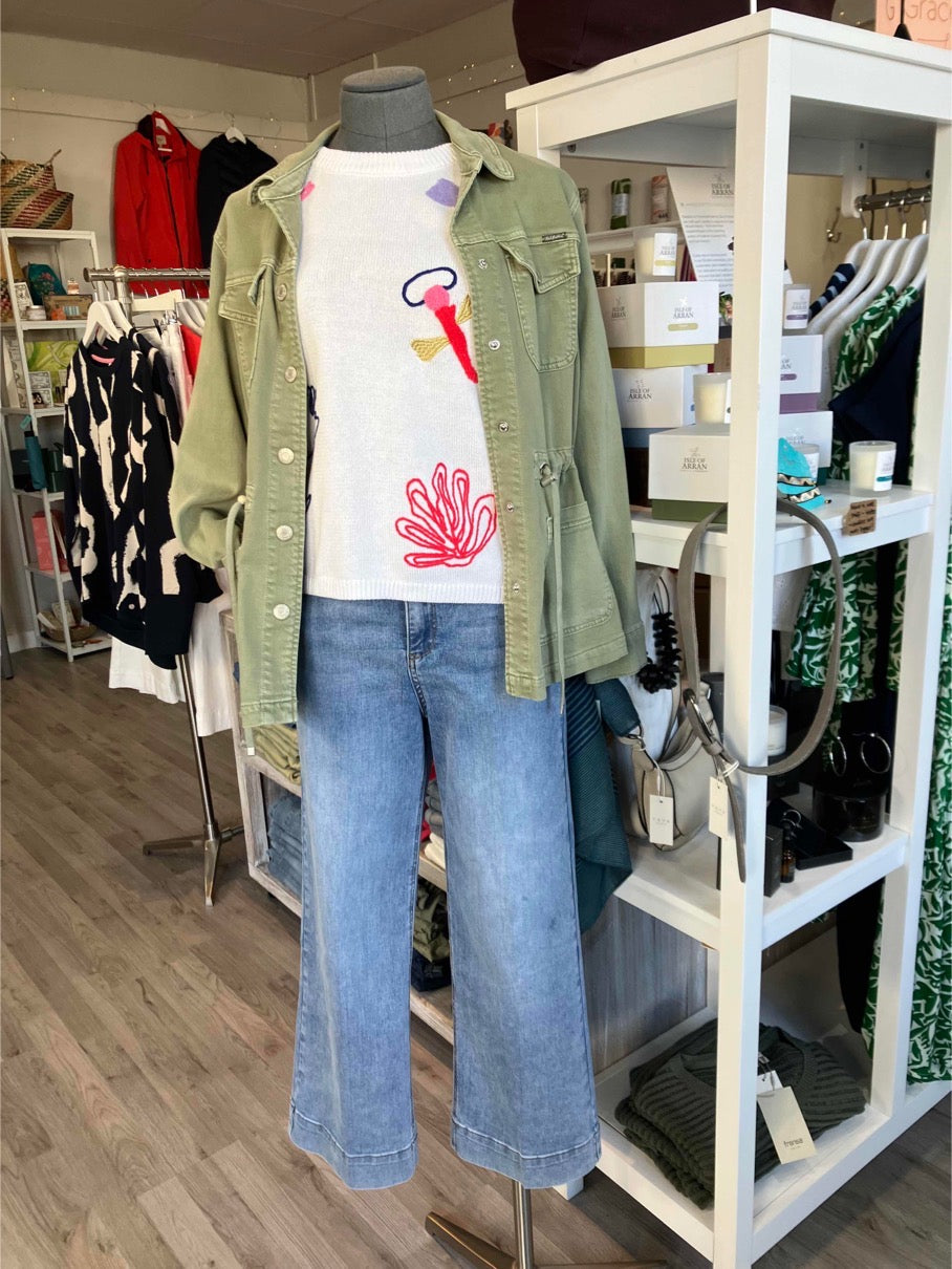 Numph Nudeborah white sweater with textured details