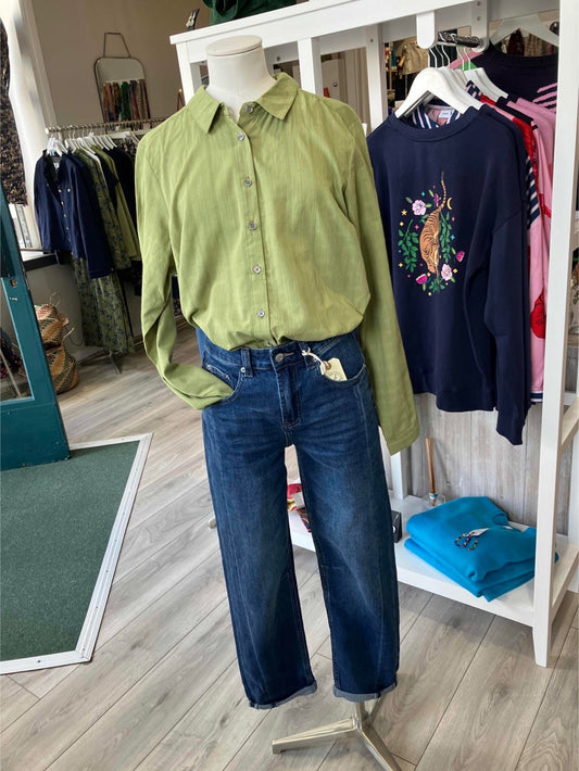 Lily & Me Patsy organic cotton shirt in moss green