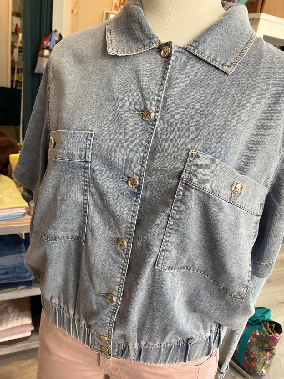 Yest Kamil denim blouse with fancy buttons - [shop_name Strathaven] [womens clothing]