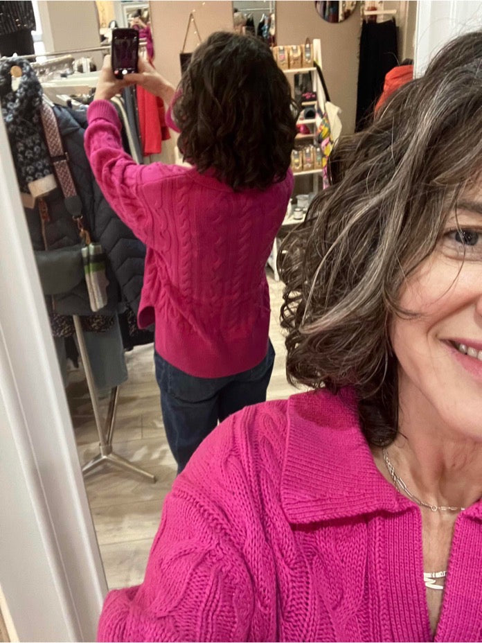 Fransa Vivian sweater in very berry pink - [shop_name Strathaven] [womens clothing]