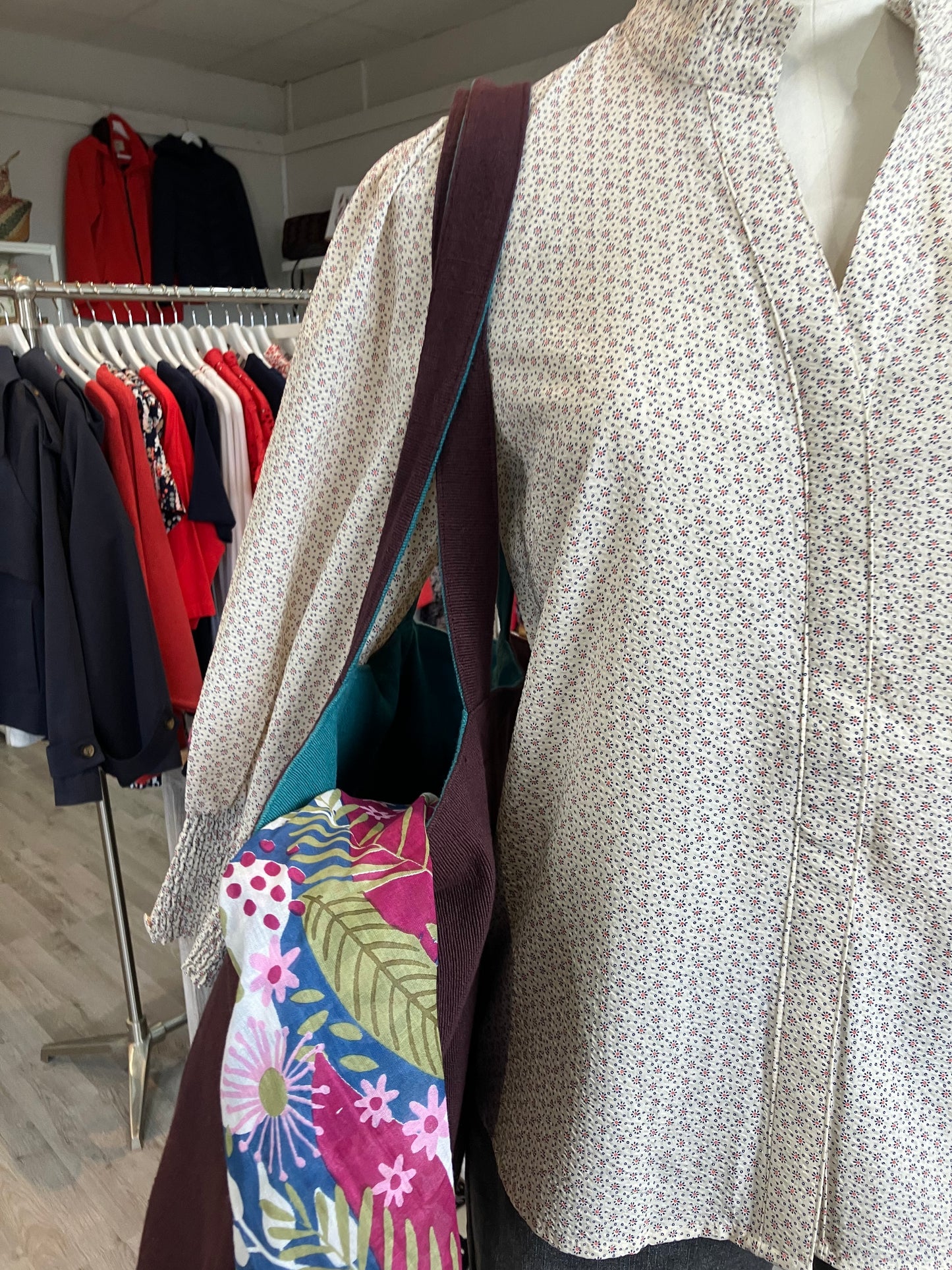 Numph Nusala blouse in blueprint ditsy pattern