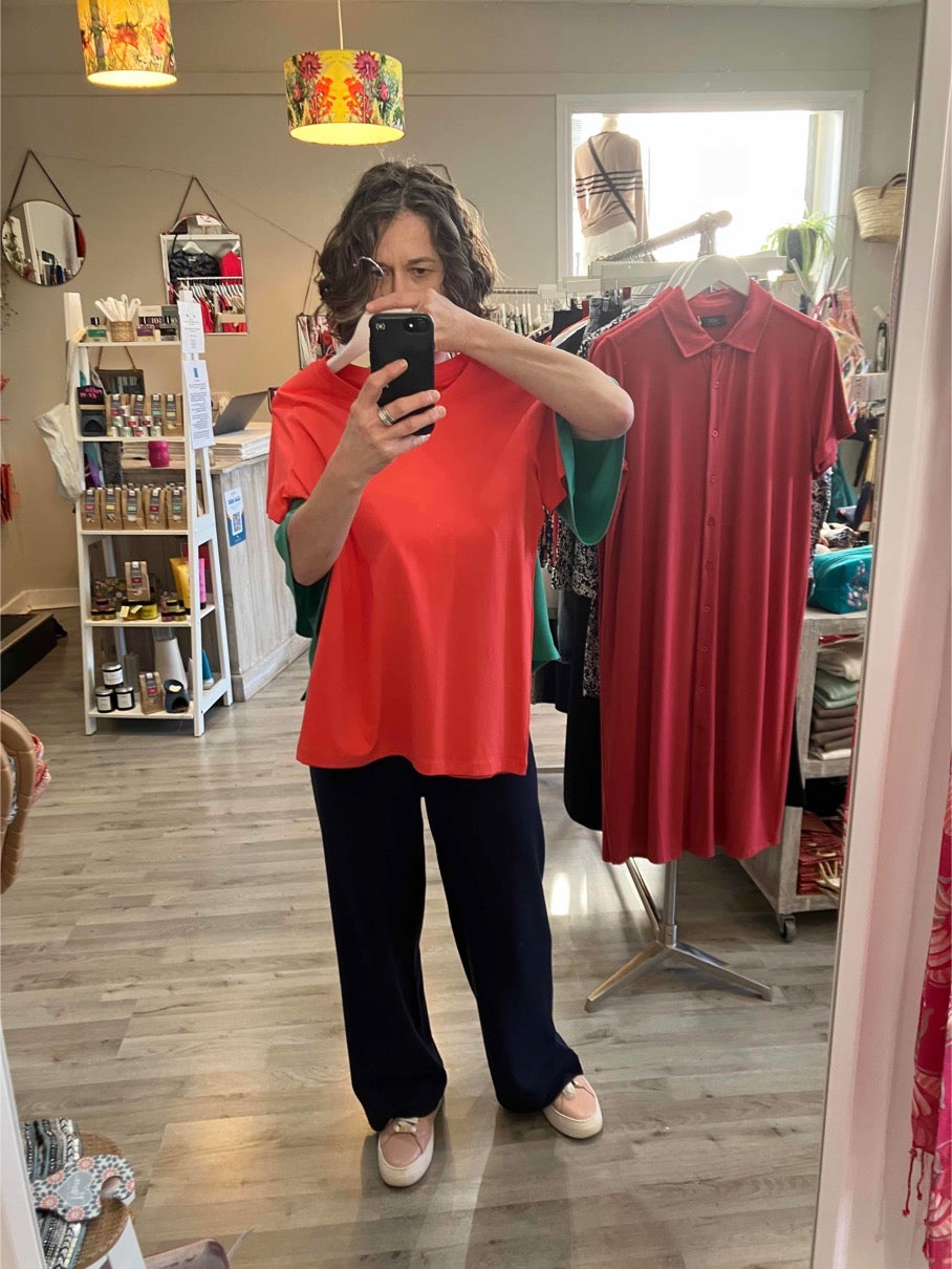 Fransa cotton Zashoulder tee in cayenne