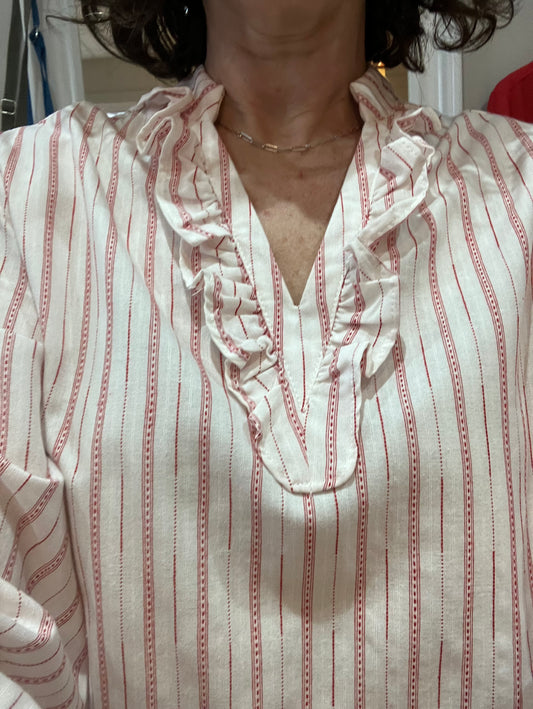 Fransa Lullu blouse in whisper white with poinsettia
