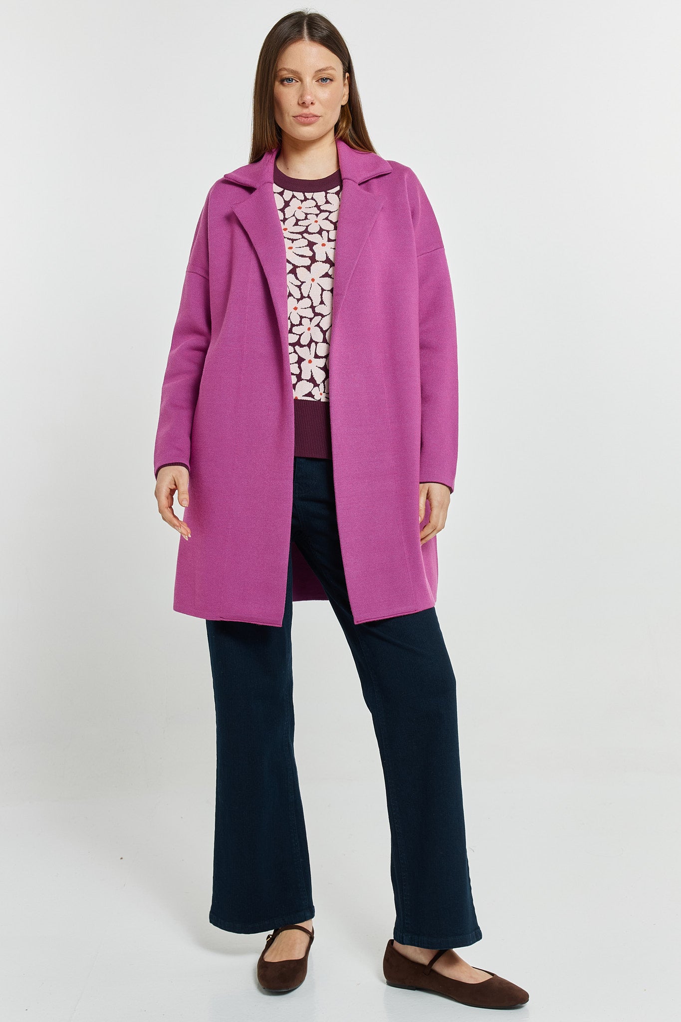 Betty Basics Bristol coatigan in mulberry pink - [shop_name Strathaven] [womens clothing]