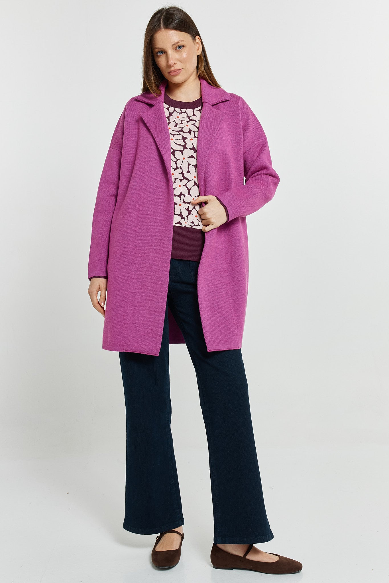 Betty Basics Bristol coatigan in mulberry pink - [shop_name Strathaven] [womens clothing]