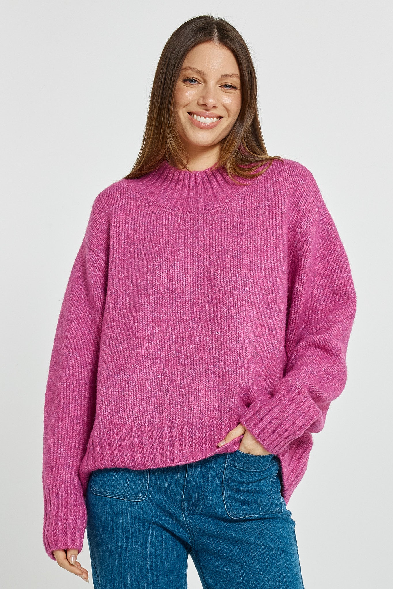 Betty Basics Lola sweater in mulberry pink - [shop_name Strathaven] [womens clothing]
