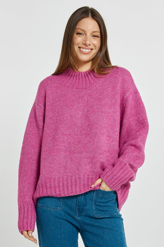 Betty Basics Lola sweater in mulberry pink - [shop_name Strathaven] [womens clothing]