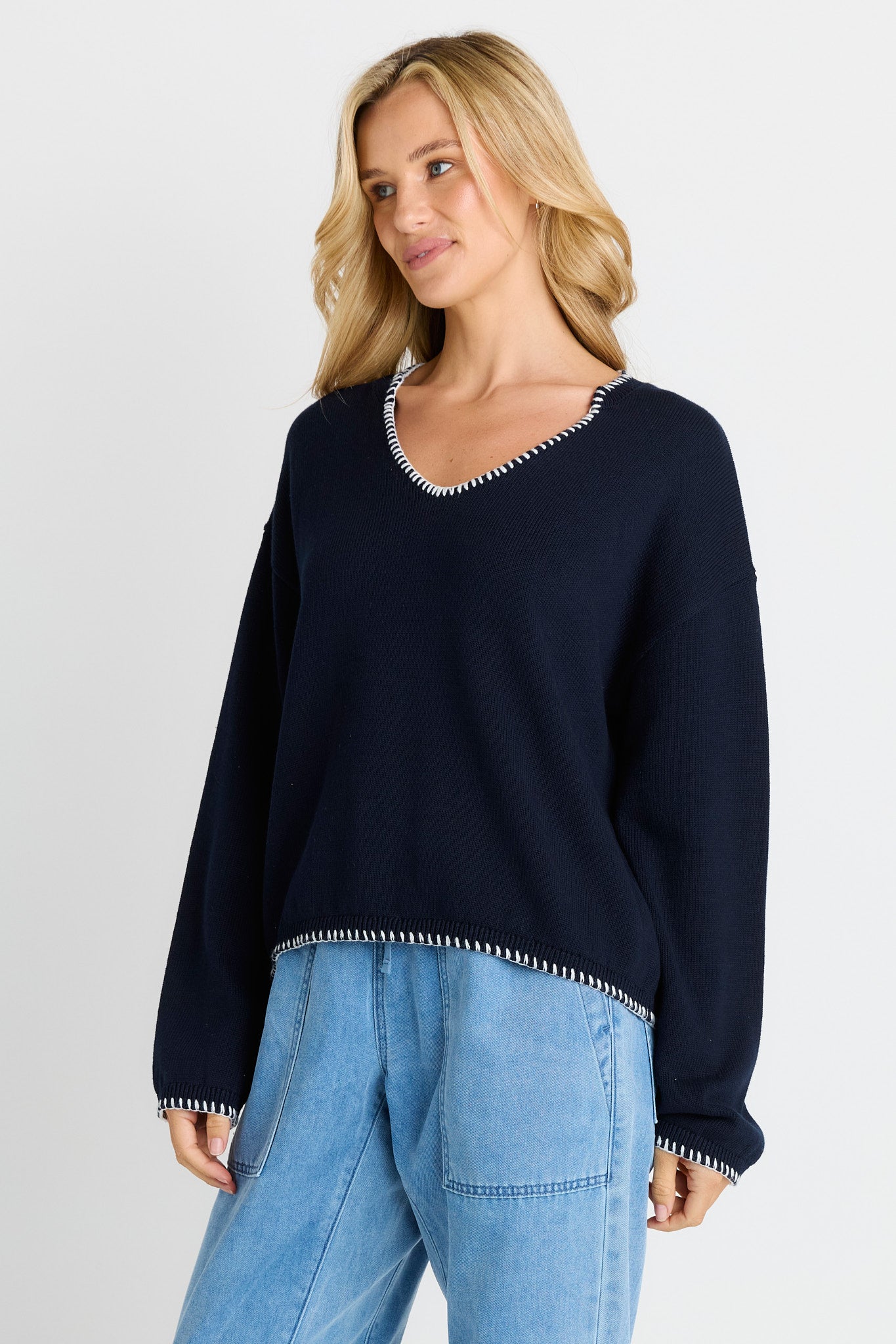 Betty Basics Ascot stitch sweater in navy - [shop_name Strathaven] [womens clothing]