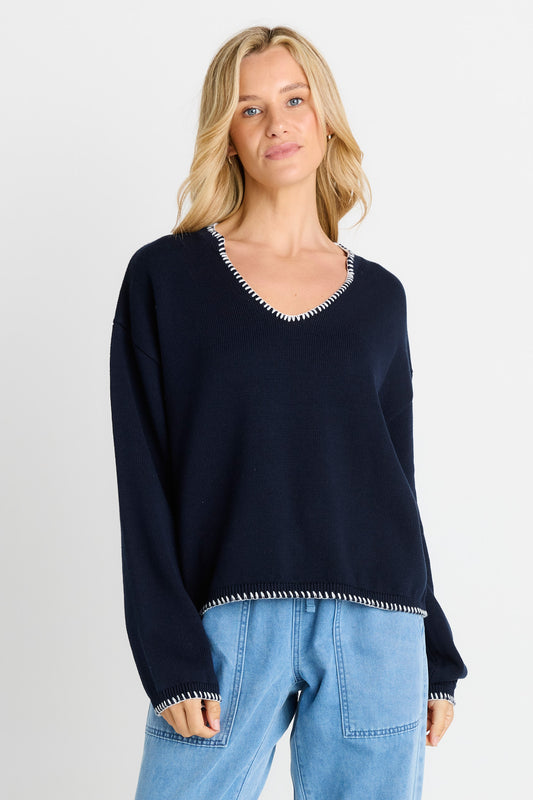 Betty Basics Ascot stitch sweater in navy - [shop_name Strathaven] [womens clothing]