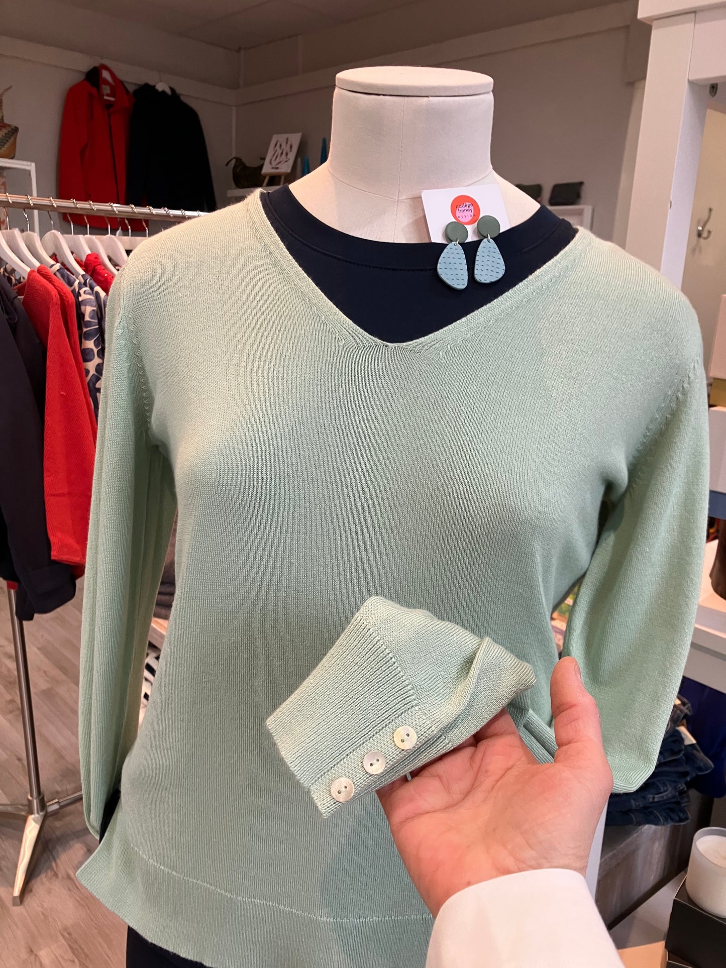 Fransa Clia light weight pullover in frosty green
