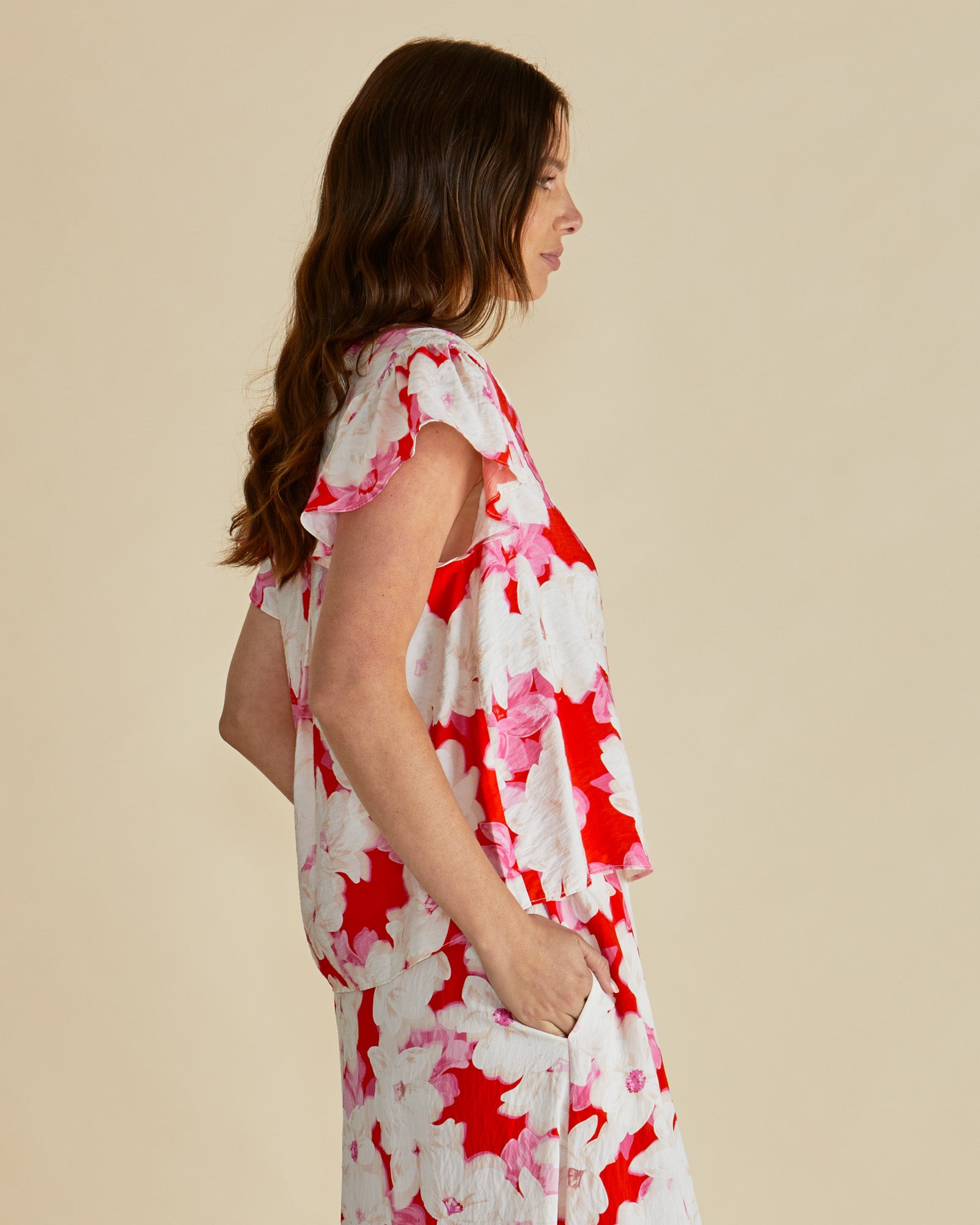 Betty Basics Lyra blouse in red floral - [shop_name Strathaven] [womens clothing]