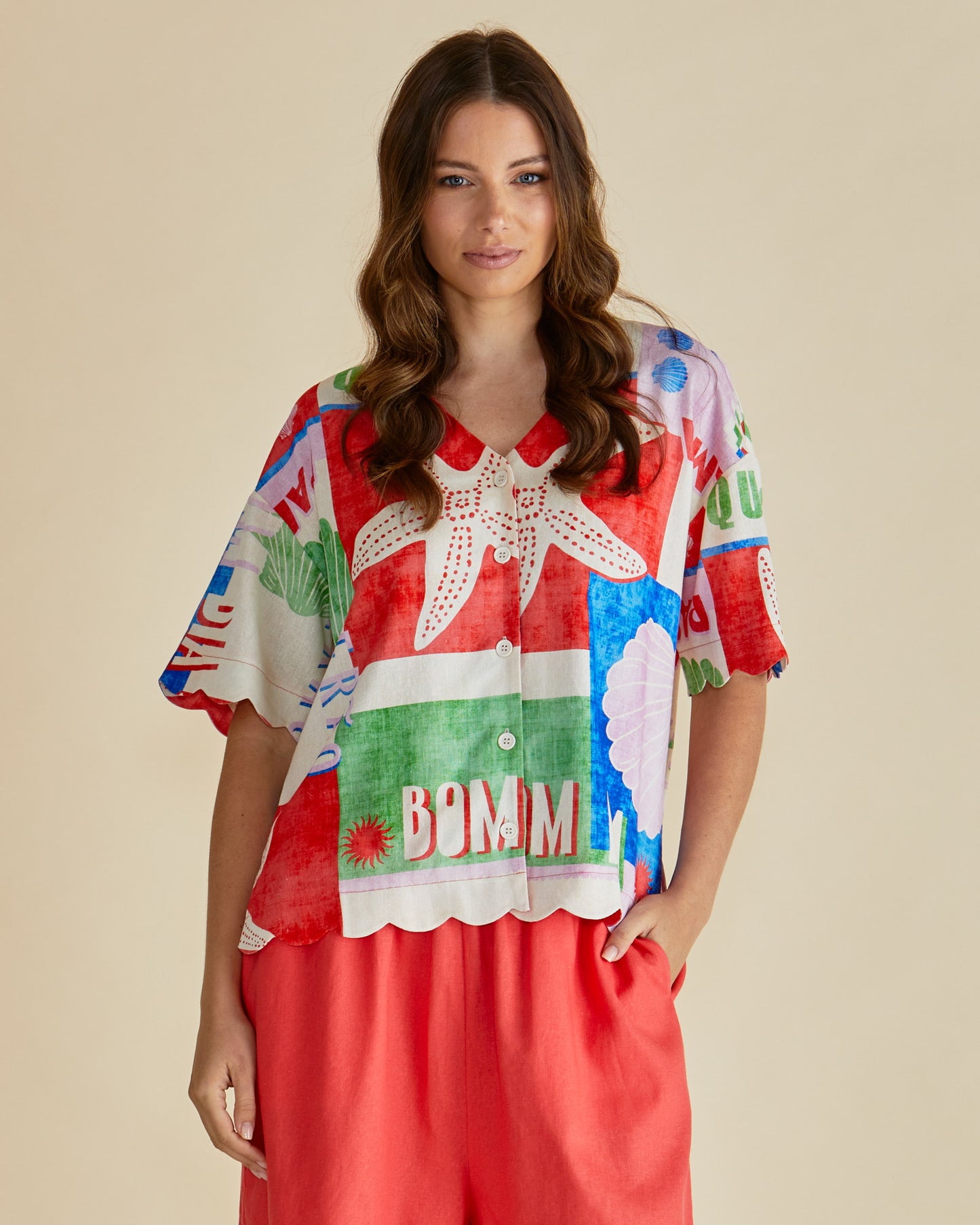 Betty Basics Sea Scarlett shirt in seashell print - [shop_name Strathaven] [womens clothing]