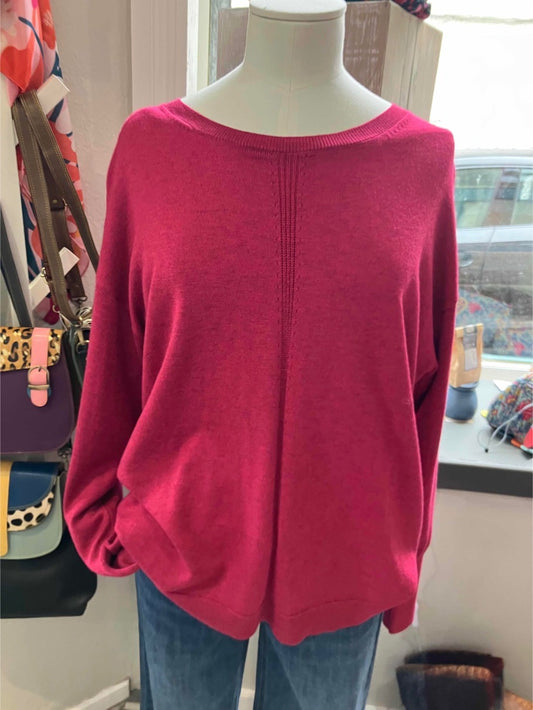 Paz Torras fuchsia pink sweater with round neck