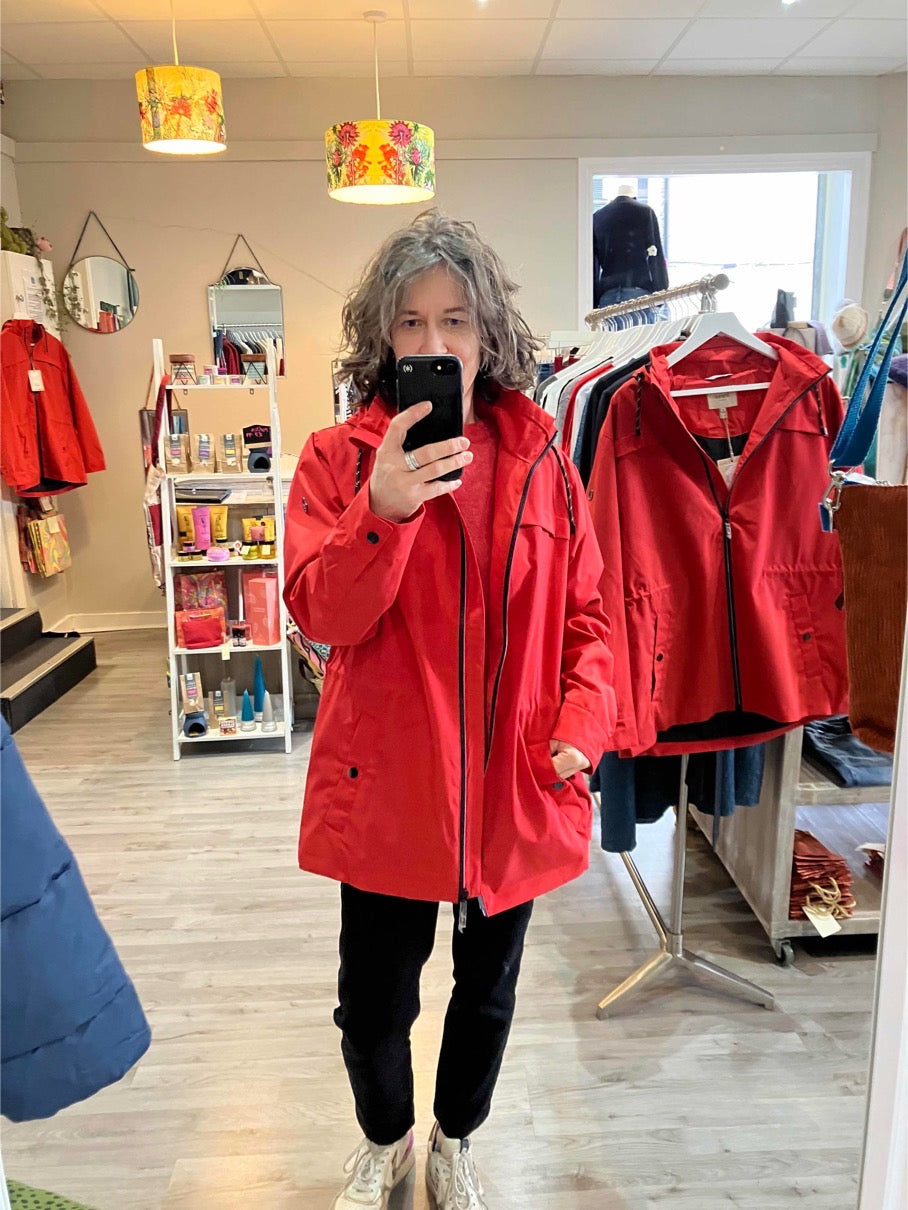 Fransa Pafasa rain jacket in poinsettia red
