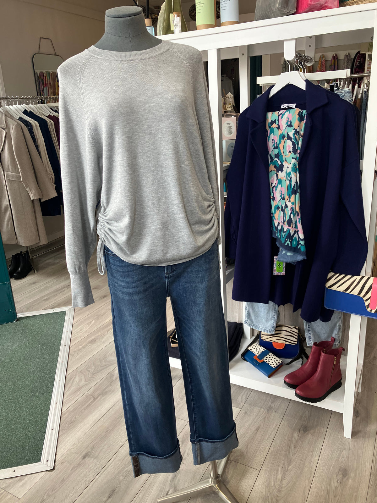 Soya Concept Dollie light grey top with side tie detail - [shop_name Strathaven] [womens clothing]