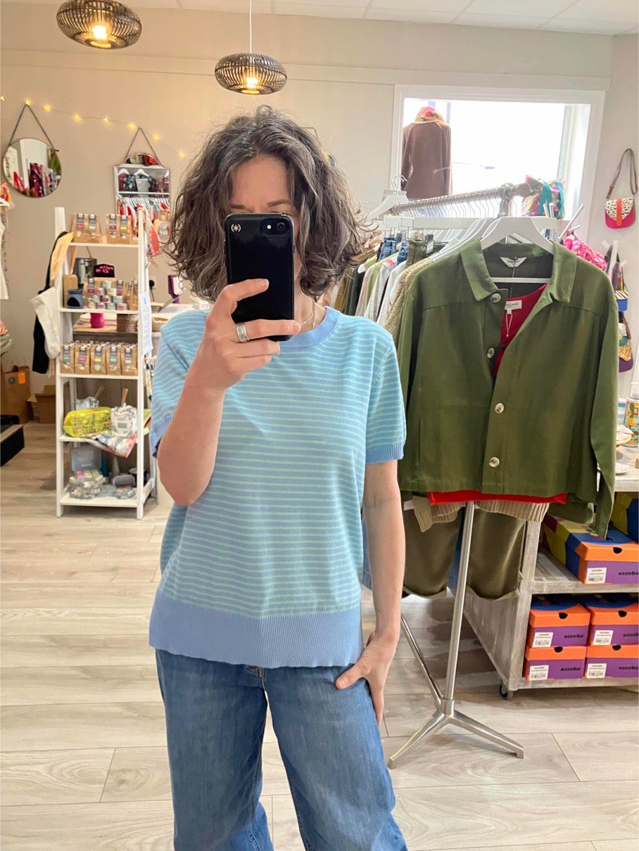Betty Basics Robbie knit tee lagoon stripe - [shop_name Strathaven] [womens clothing]