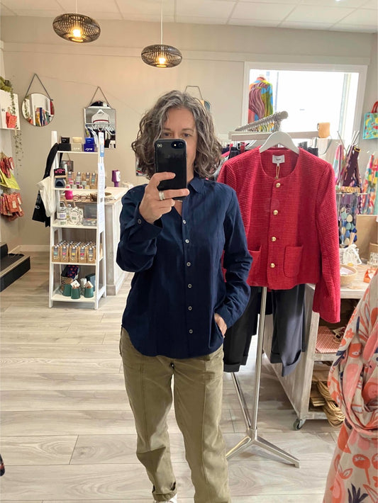 Lily & Me Patsy shirt in navy check