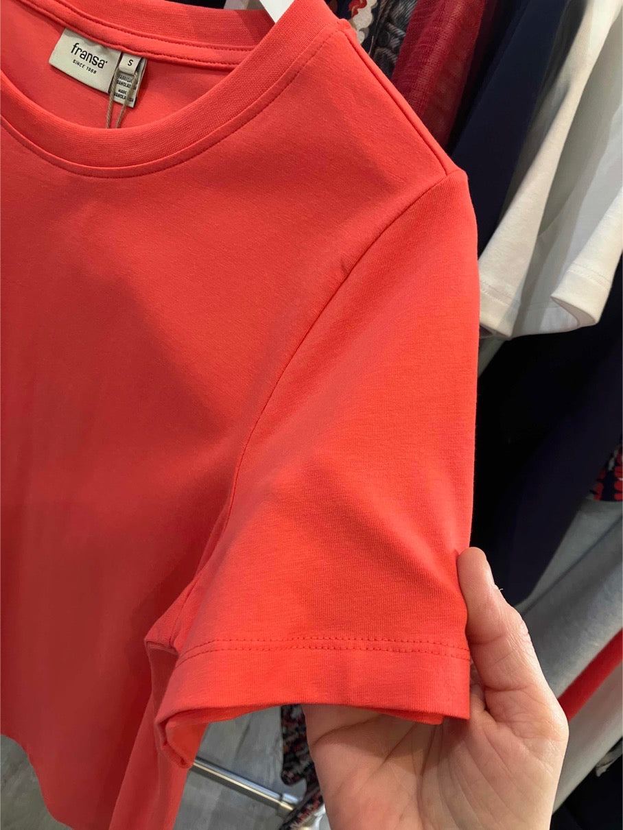 Fransa cotton Zashoulder tee in cayenne
