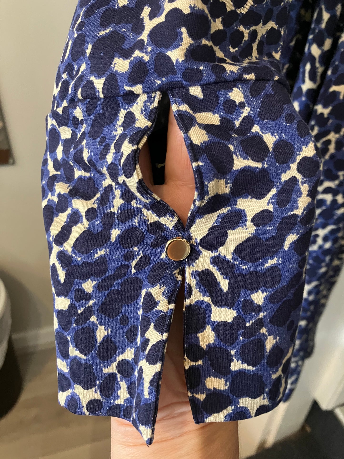 Yest Bryn patterned top with navy background
