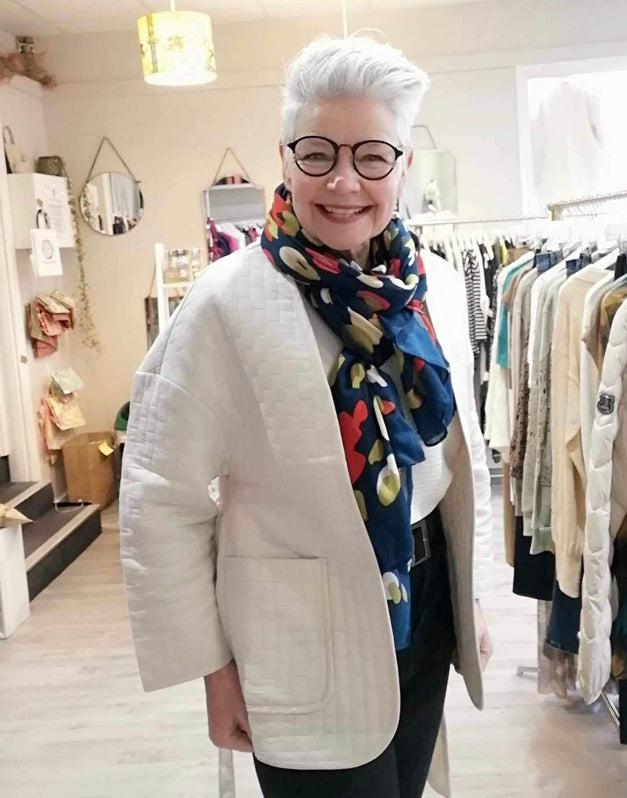 Yaya Kimono jacket in pumice stone cream