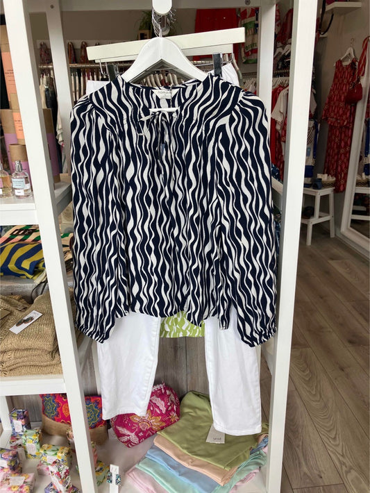 Nomads viscose smock front tie blouse