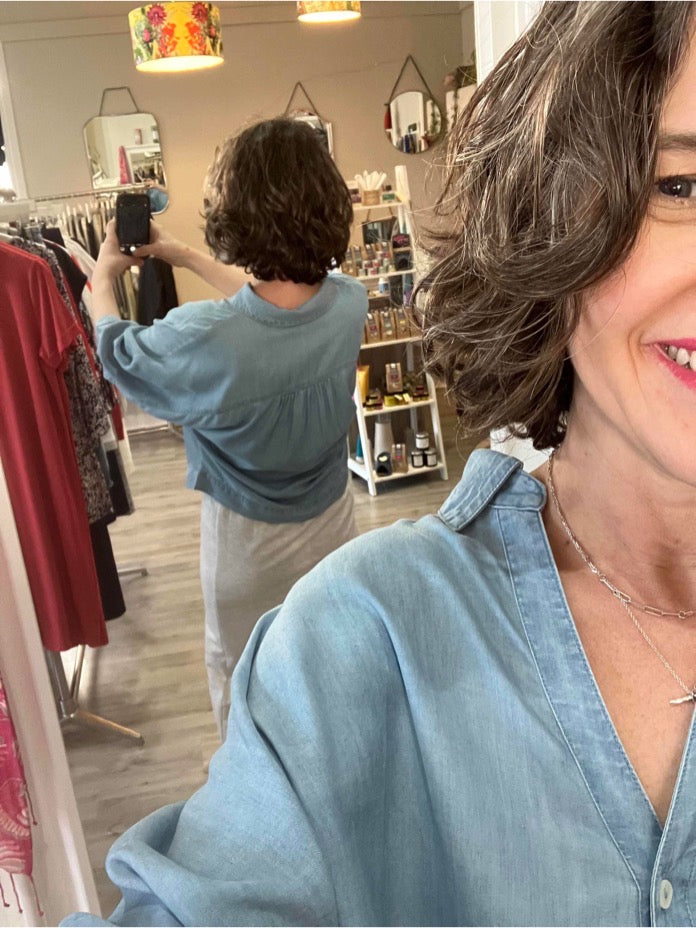 Yaya light weight chambray blouse