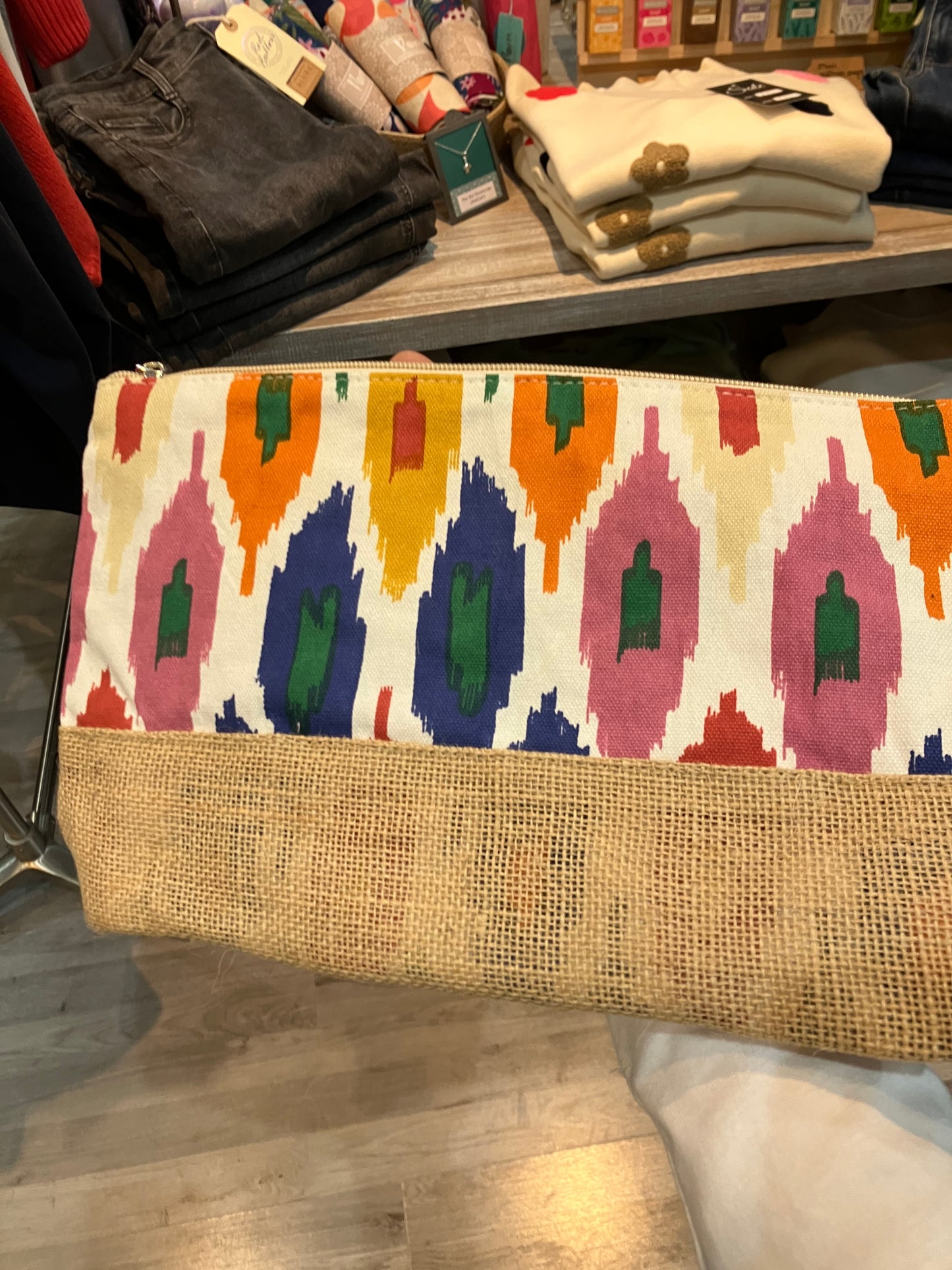 POM Multicolour cotton diamond Ikat travel bag