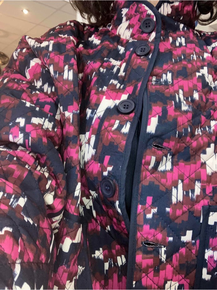 Fransa Claudine quilted jacket in very berry pink